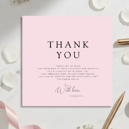 Modern Pink Bridal Shower Thank You Card Inbjudningar