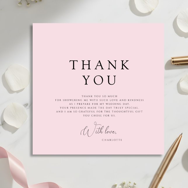 Modern Pink Bridal Shower Thank You Card Inbjudningar (Skapare uppladdad)