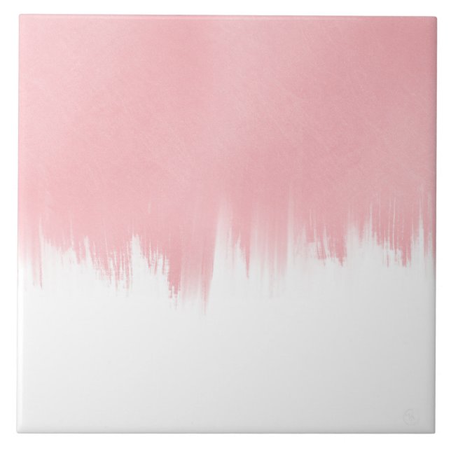Modern Pink Brush strokes white Design Kakelplatta (Framsidan)
