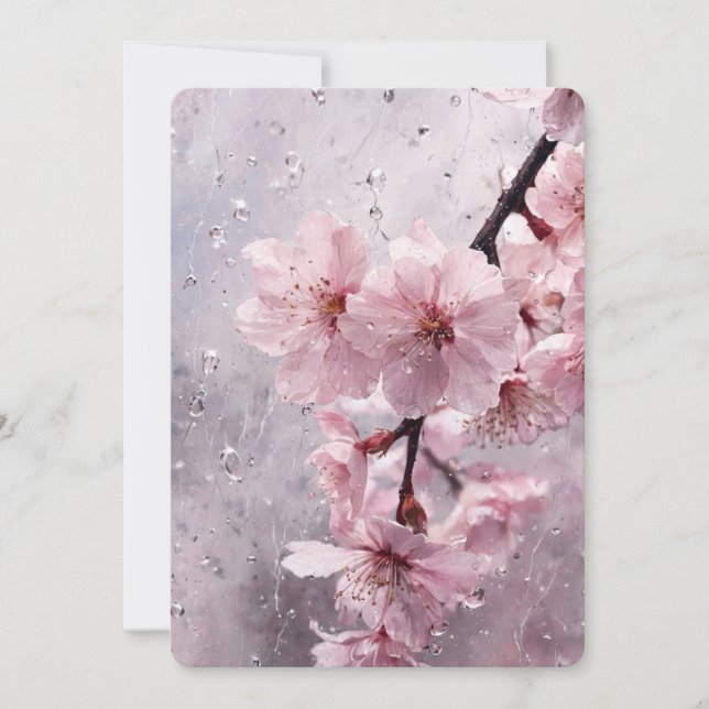 Modern Pink Cherry Blossom Invitation Template – E Inbjudningar (Framsida)