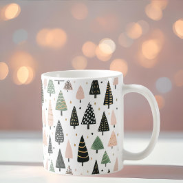 Modern Pink Christmas Tree Pattern Mug Kaffemugg