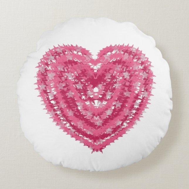 Modern Pink Confetti Heart | Valentine's Day Art Rund Kudde (Framsidan)
