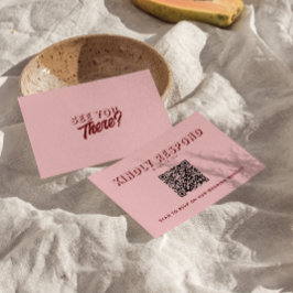 Modern Pink Deep Red Retro Unique QR Code Wedding  OSA Kort