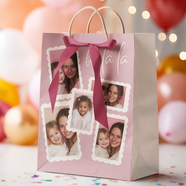 Modern Pink “Fa La La” Multi Photo Christmas Gift  (Skapare uppladdad)