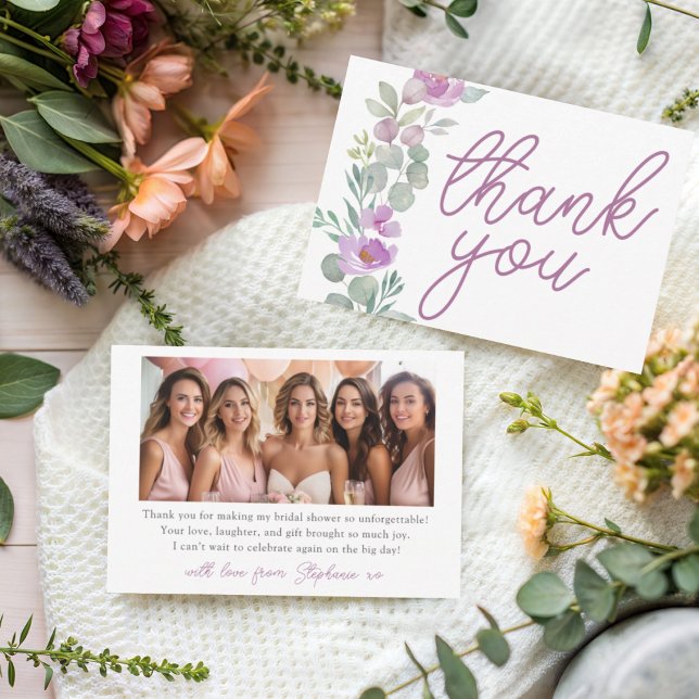 Modern Pink Floral Bridal Shower Thank You Tack Kort (Skapare uppladdad)