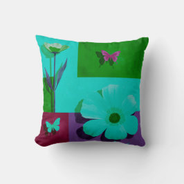 Modern Pink Floral Garden Throw Pillow Kudde