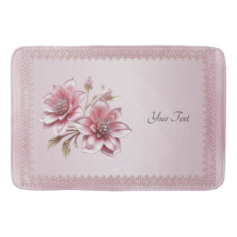 Modern Pink Flowers Bath Mat Badrumsmatta