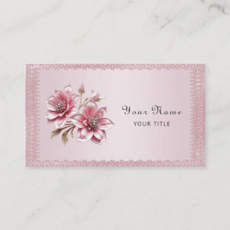 Modern Pink Flowers Business Card Visitkort