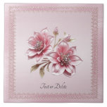 Modern Pink Flowers Ceramic Tile Kakelplatta<br><div class="desc">Beautiful Modern Pink Flowers Ceramic Tile</div>