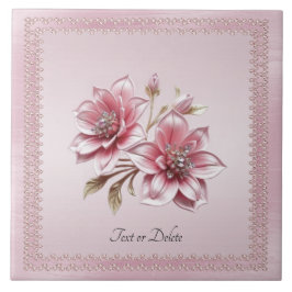 Modern Pink Flowers Ceramic Tile Kakelplatta