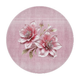 Modern Pink Flowers Cutting Board