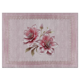 Modern Pink Flowers Cutting Board