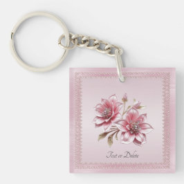 Modern Pink Flowers Keychain