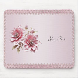 Modern Pink Flowers Mousepad Musmatta