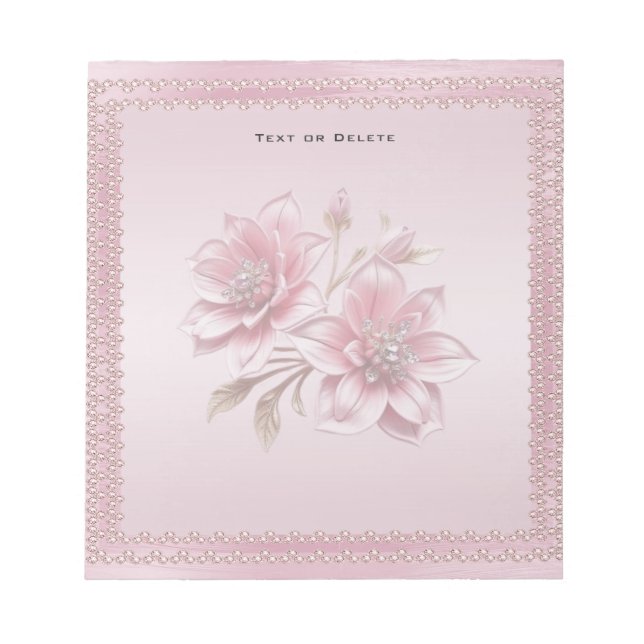 Modern Pink Flowers Notepad Anteckningsblock (Framsida)