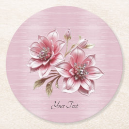 Modern Pink Flowers Paper Coaster Underlägg Papper Rund