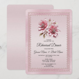 Modern Pink Flowers Rehearsal Dinner Inbjudningar