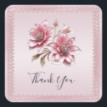 Modern Pink Flowers Sticker Fyrkantigt Klistermärke<br><div class="desc">Beautiful Modern Pink Flowers Sticker</div>