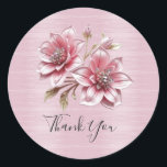 Modern Pink Flowers Sticker Runt Klistermärke<br><div class="desc">Beautiful Modern Pink Flowers Sticker</div>