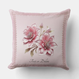 Modern Pink Flowers Throw Pillow Kudde