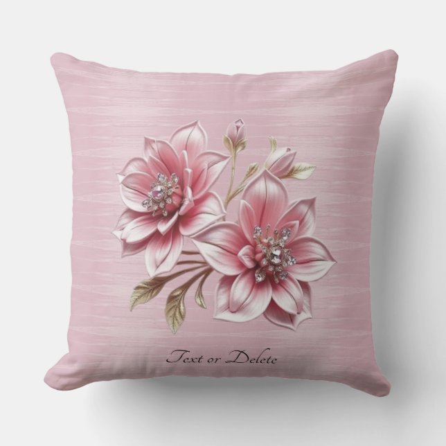 Modern Pink Flowers Throw Pillow Kudde (Framsida)