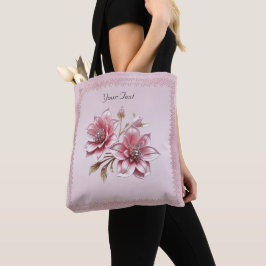 Modern Pink Flowers Tote Bag Tygkasse
