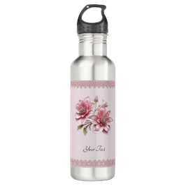 Modern Pink Flowers Water Bottle