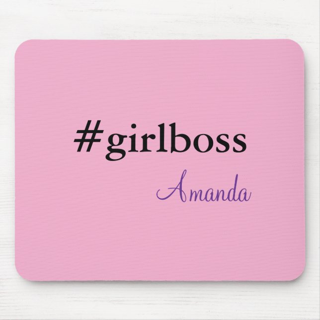 Modern Pink Girl Boss & Name | best Girly Mousepad Musmatta (Framsidan)