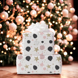 Modern Pink Gold Abstract Christmas Wrapping Paper Presentpapper
