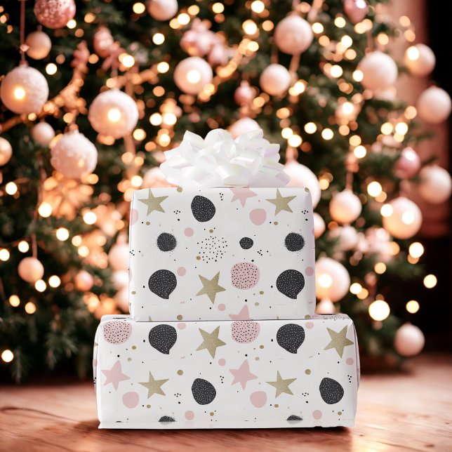Modern Pink Gold Abstract Christmas Wrapping Paper Presentpapper (Skapare uppladdad)