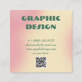 Modern Pink & Green Gradient Business Card Fyrkantigt Visitkort