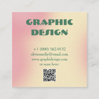 Modern Pink & Green Gradient Business Card Fyrkantigt Visitkort