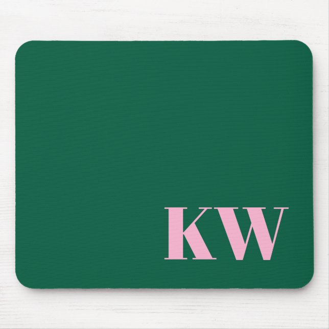 Modern Pink Green Monogram Initials Personalized Musmatta (Framsidan)