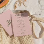 Modern Pink Green Whimsical Summer Fun Wedding Meny<br><div class="desc">A colorful retro funky modern bright  wedding dinner menu. Which features chic template design of boho vintage summer pink background and green typography and hand written menu. Perfect and matching with the whole suite.</div>