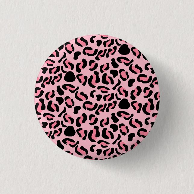 Modern Pink Leopard Pattern Animal Knapp (Framsida)