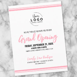 Modern Pink Logo Business Grand Opening Vykort