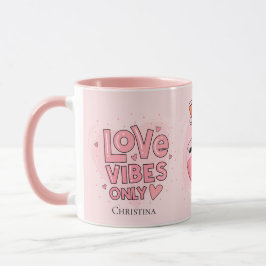 Modern Pink Love Vibes Only Love Position Name Mugg