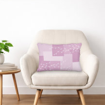 Modern Pink Mauve White Botanical Accent Pillow