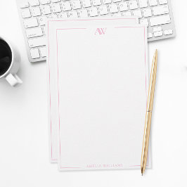 Modern Pink Minimalist Elegant Monogram Brevpapper