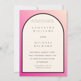 Modern Pink Ombre Arch Wedding Invitation - Custom Inbjudningar
