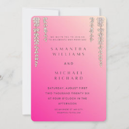 Modern Pink Ombre Wisteria Wedding Invitation - Cu Inbjudningar