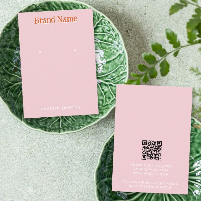 Modern Pink Orange Earrings Jewelry Display Card Visitkort (Modern Pink Orange Earrings Jewelry Display Card)