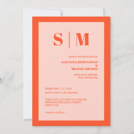 Modern pink orange Earth Tone Wedding Inbjudningar