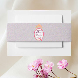 Modern Pink Peach Squiggle Butterflies Quinceañera Band För Inbjudningskort