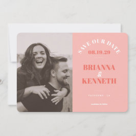 Modern Pink Photo Card Wedding Save the Date Spara Datumet