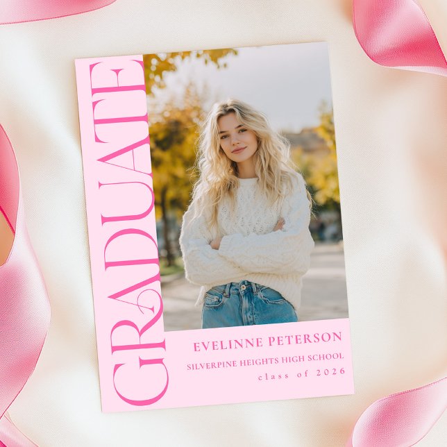 Modern Pink Photo Graduation Invitation Inbjudningar (Skapare uppladdad)