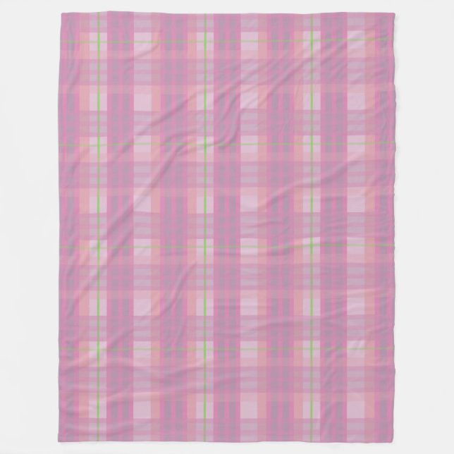 Modern Pink Plaid Fleece Blanket (Framsidan)