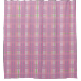 Modern Pink Plaid Shower Curtain