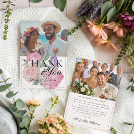 Modern Pink & Purple Floral Wedding Thank You  Tack Kort
