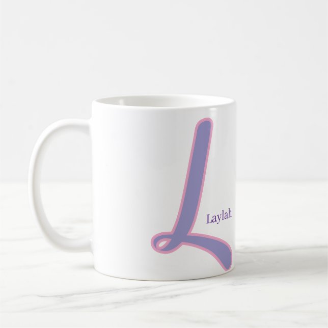Modern Pink & Purple Monogram Personalized Name L Kaffemugg (Vänster)